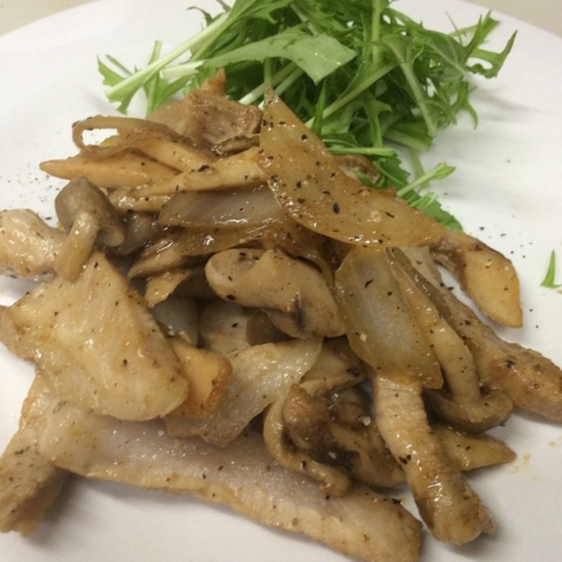 豚トロときのこの柚子胡椒ソテー(バー ディオベスティア （bar dio bestia）)