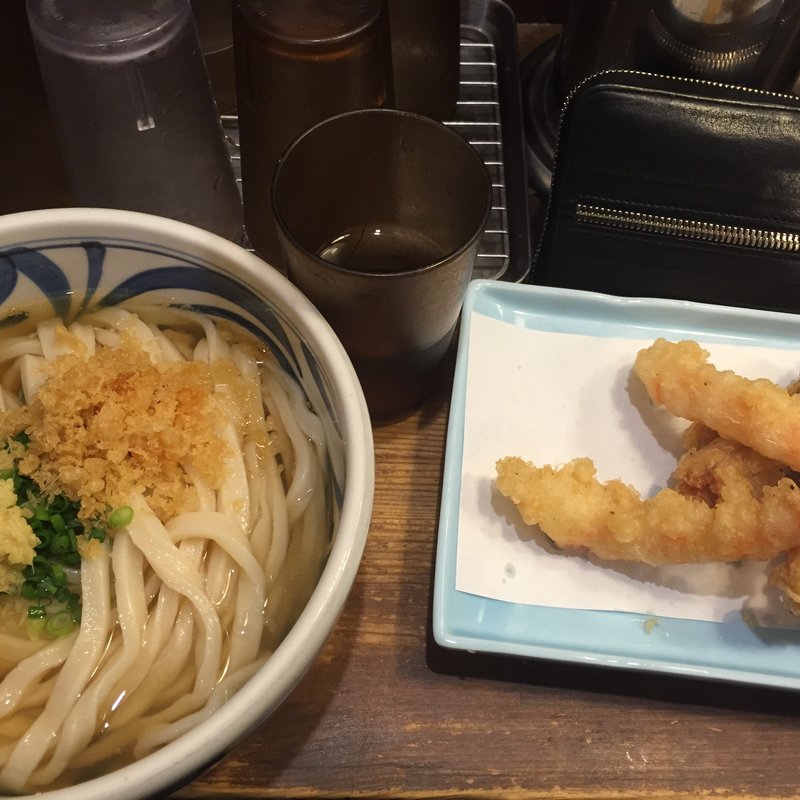 かけうどん大ささみ天二個付＋エビ天(こくわがた )