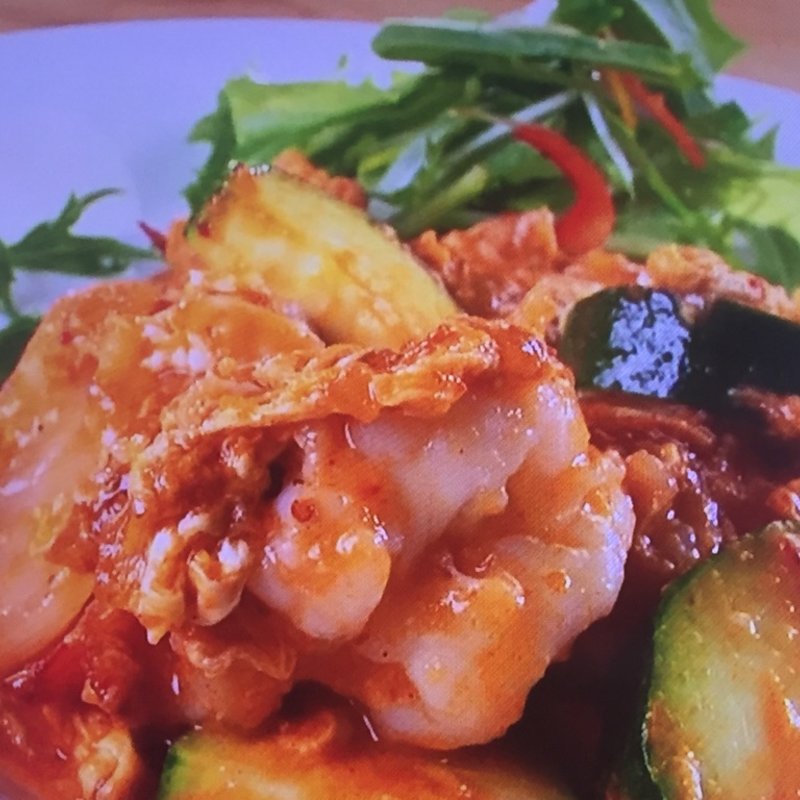 海老の酒粕チリソース(幸菜福耳 （コウサイフクミミ）)