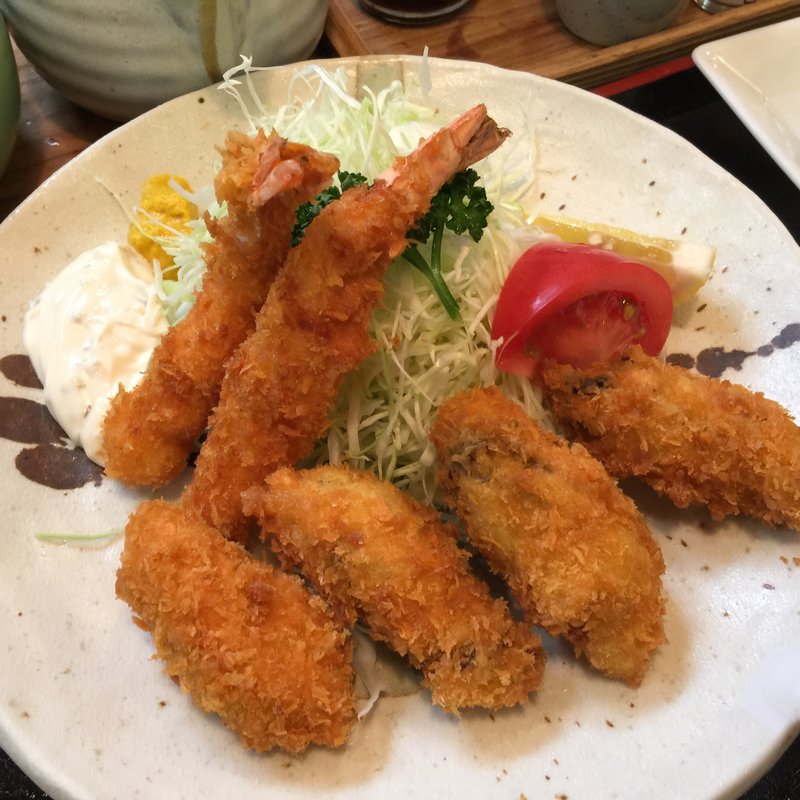 カキ・エビフライ定食