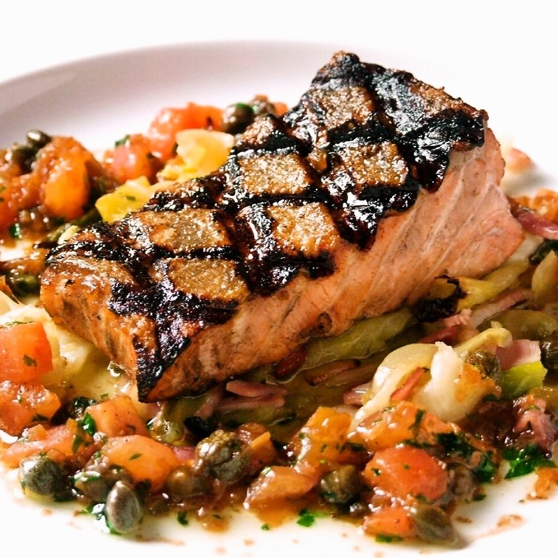 サーモンのグリル　温野菜添え(会席イタリアン Ohashi 銀座店)