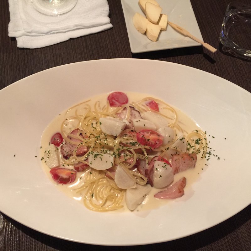 ベーコンと里芋のクリームスパゲティ(酒楽 K)