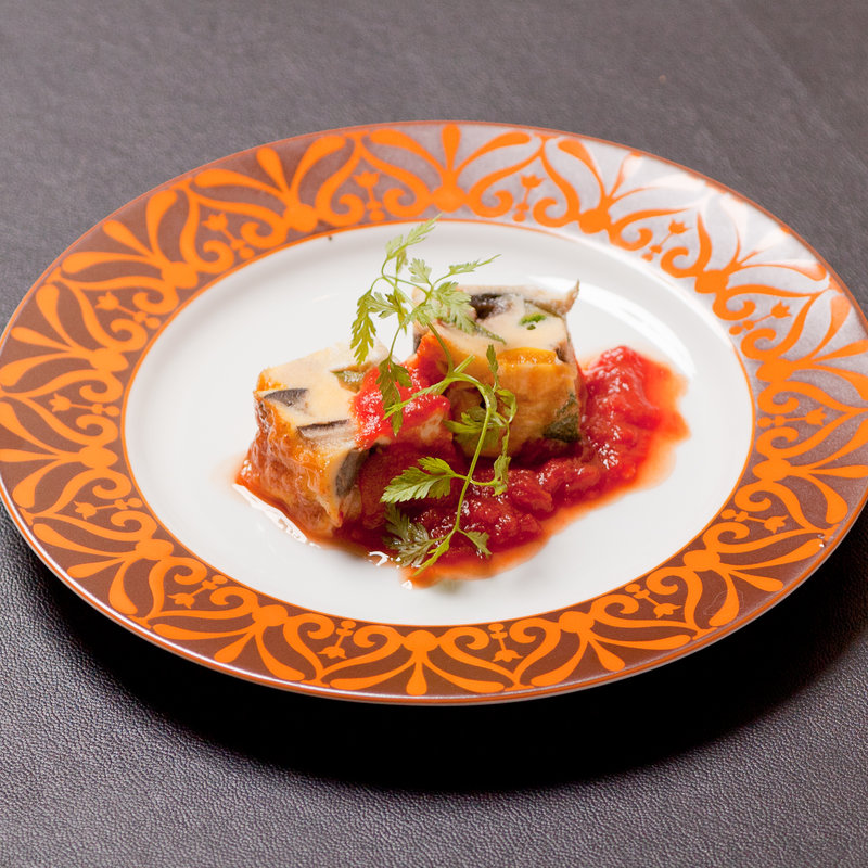 三陸産秋刀魚のはんぺん　トマト仕立て(和食 完全個室 かざね 銀座店 )