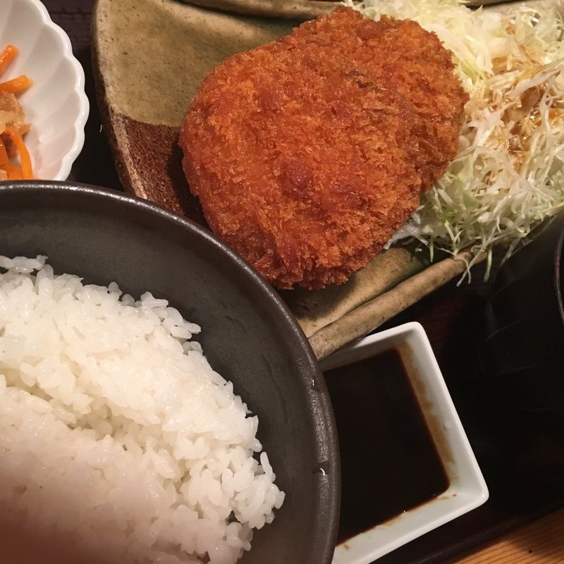 メンチカツ定食(博多もつ鍋やまや 浜松町店)