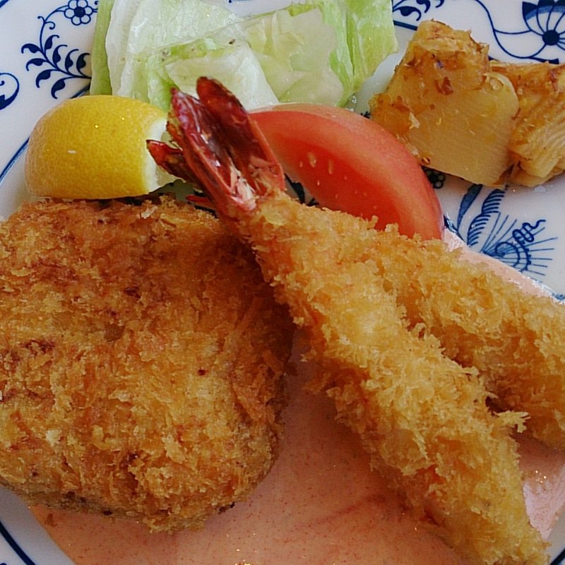カニクリームコロッケとエビフライ2本の盛り合わせ(ランチ)(ティファ)