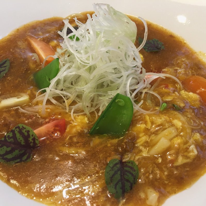 キーマカレー餡かけうどん(太閤うどん （たいこううどん）)