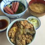 めじ鮪の刺身定食(牡蠣飯小変更)