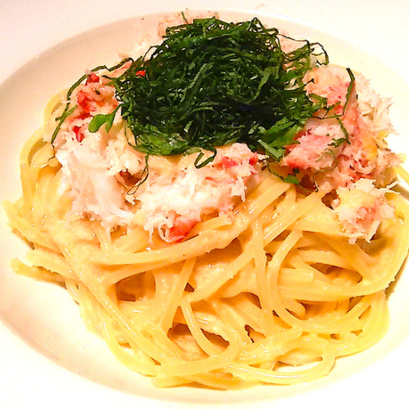 ズワイガニと大葉の明太子スパゲティー(洋安健果　ベルポスト （Ｂｅｌ　ｐｏｓｔｏ）)