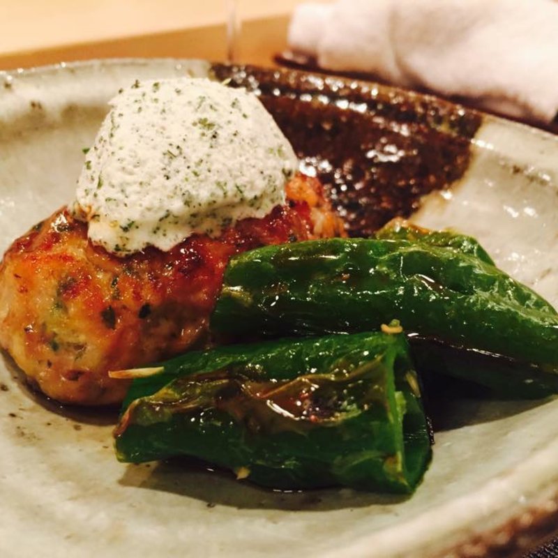 つくね、万願寺唐辛子(霞町かしわ割烹 しろう )