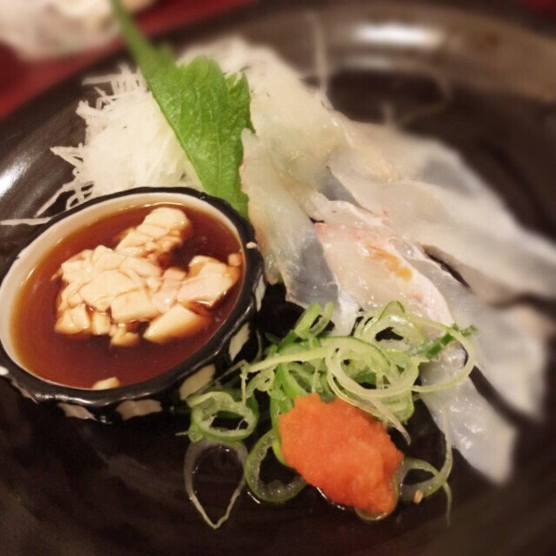 かわはぎのお刺身（肝付き）(たぬき 川口)