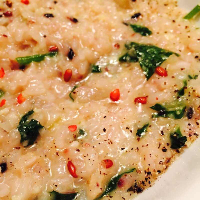 豚トロのレモンクリームリゾット(三宿の寿司 えん)