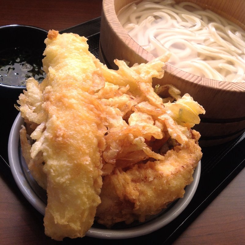 釜揚げうどん＆天丼(丸亀製麺長喜町)
