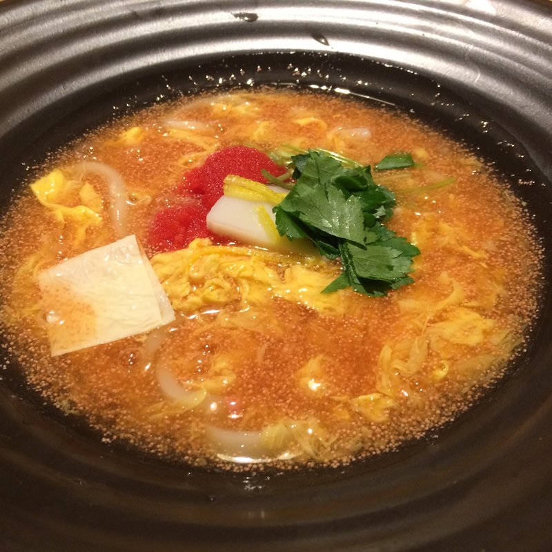 博多明太子のあんかけ玉子とじのおうどん(麺匠の心つくし つるとんたん 羽田空港店)