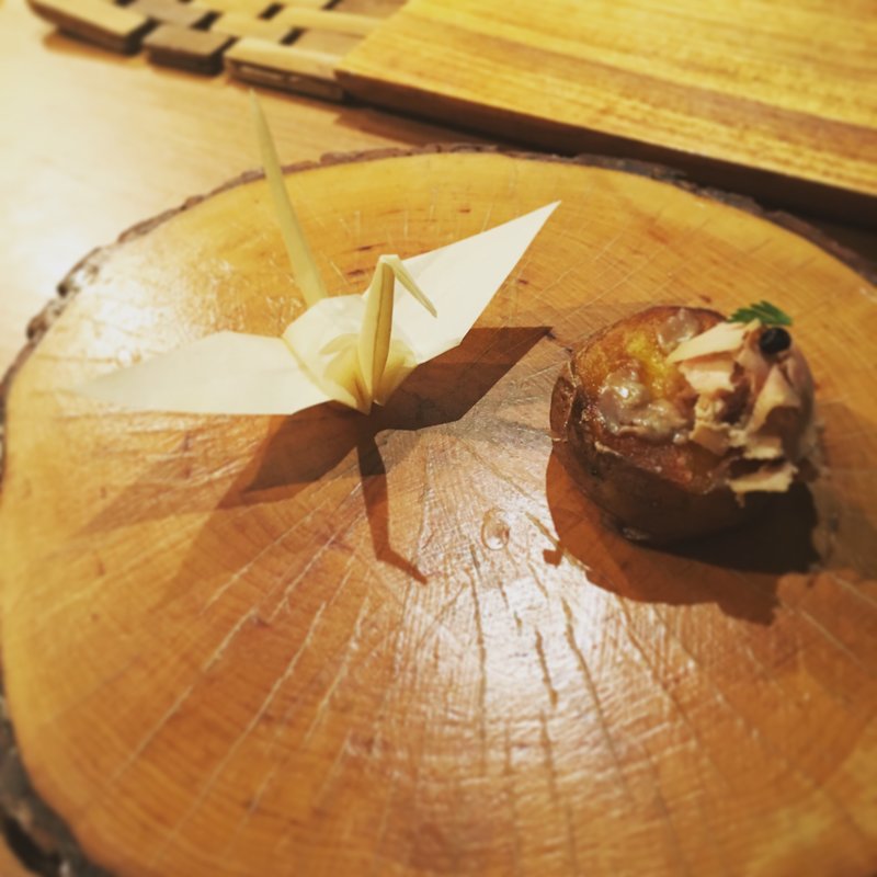 根セロリで作った折り鶴(セララバアド)