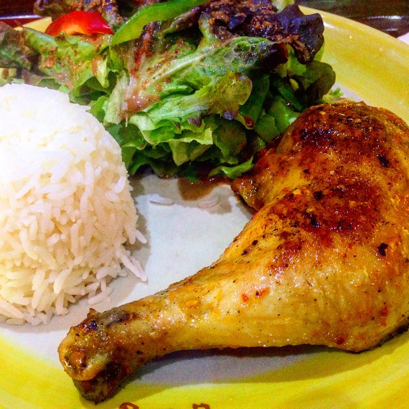 1/4 Piri-Piri chicken with salad,rice(Piri-Piri flaming chicken  Don Muang airport)