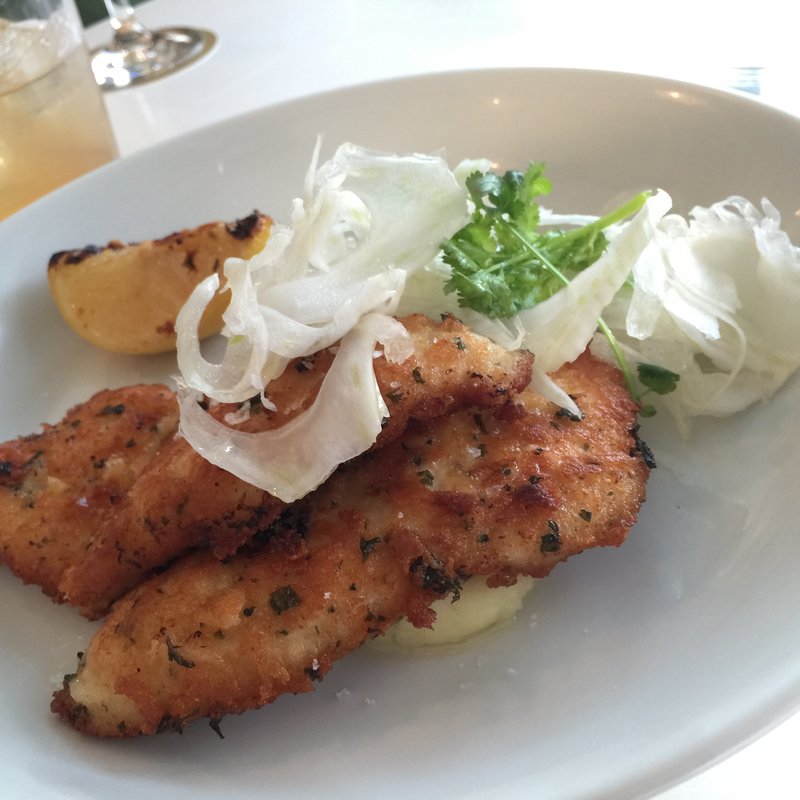 パルメザンチキンシュニッツェル/クリームポテト、フェンネルスロー(bills 横浜赤レンガ倉庫)