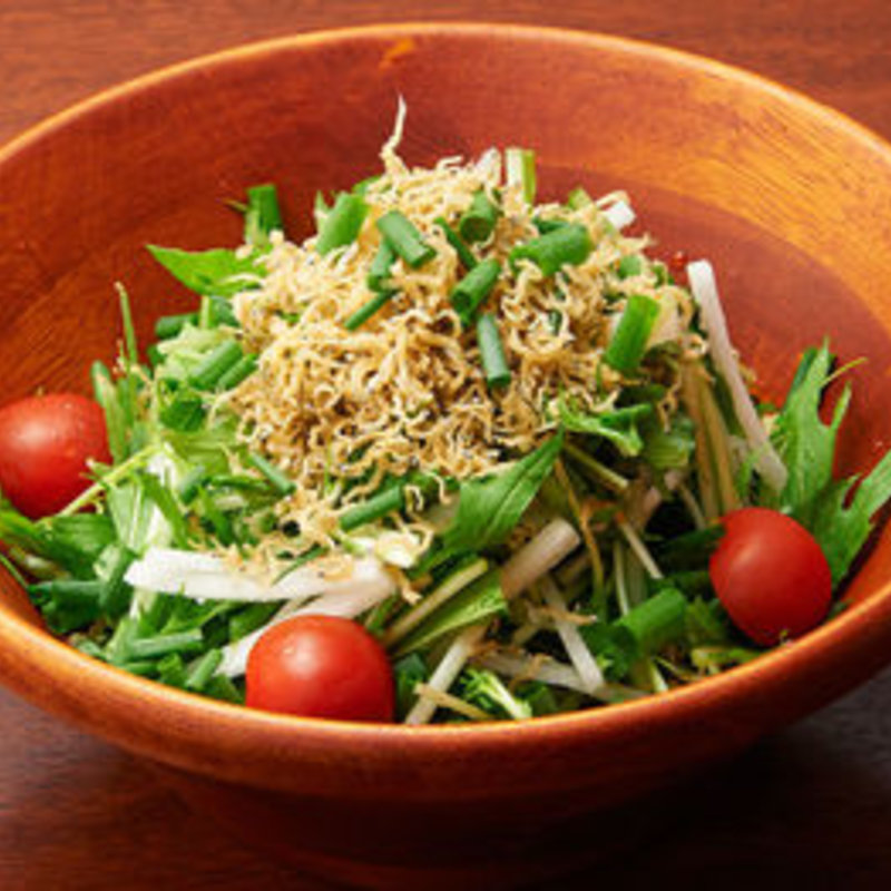 大根とじゃこと水菜の和風サラダ(ふくまめ )