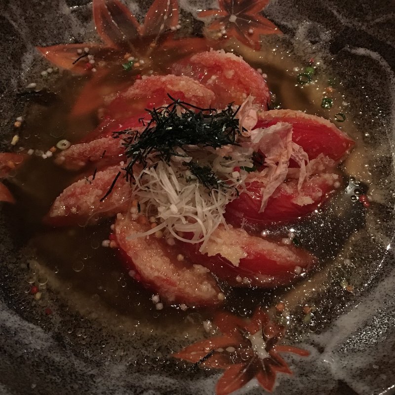 絶品トマトの揚げ出し(KUMAMOTODining×あざみ)