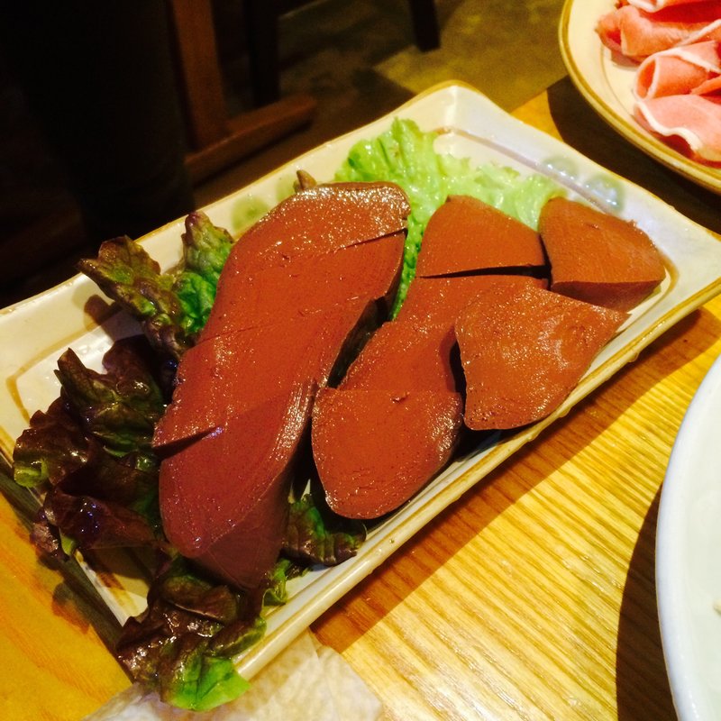 中国ハム480円鴨の血豆腐600円(麻辣TAN マーラータン)