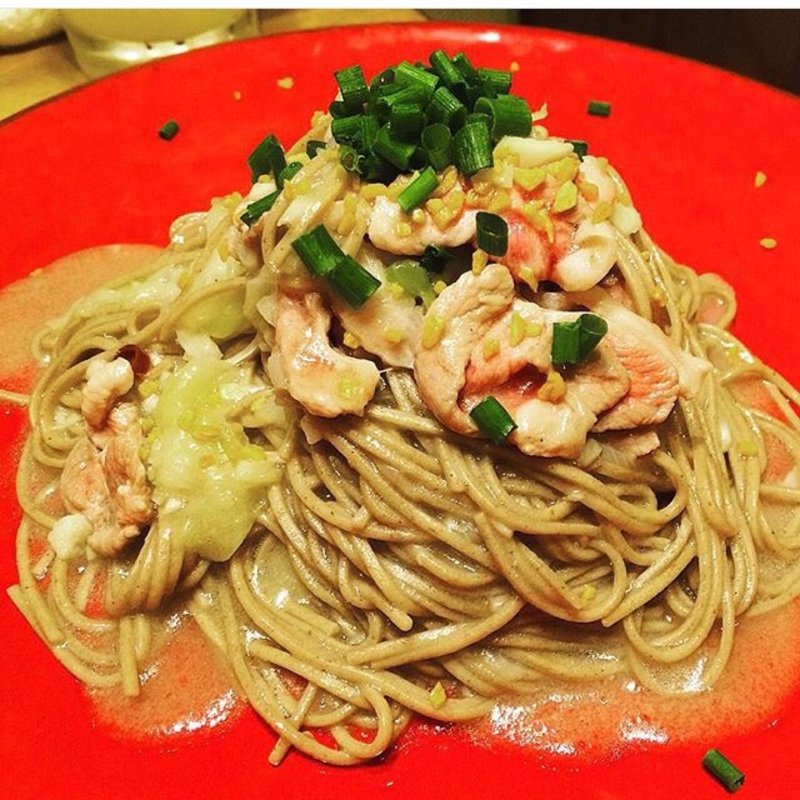 鴨のそばペペロンチーノ(鴨ねぎや )