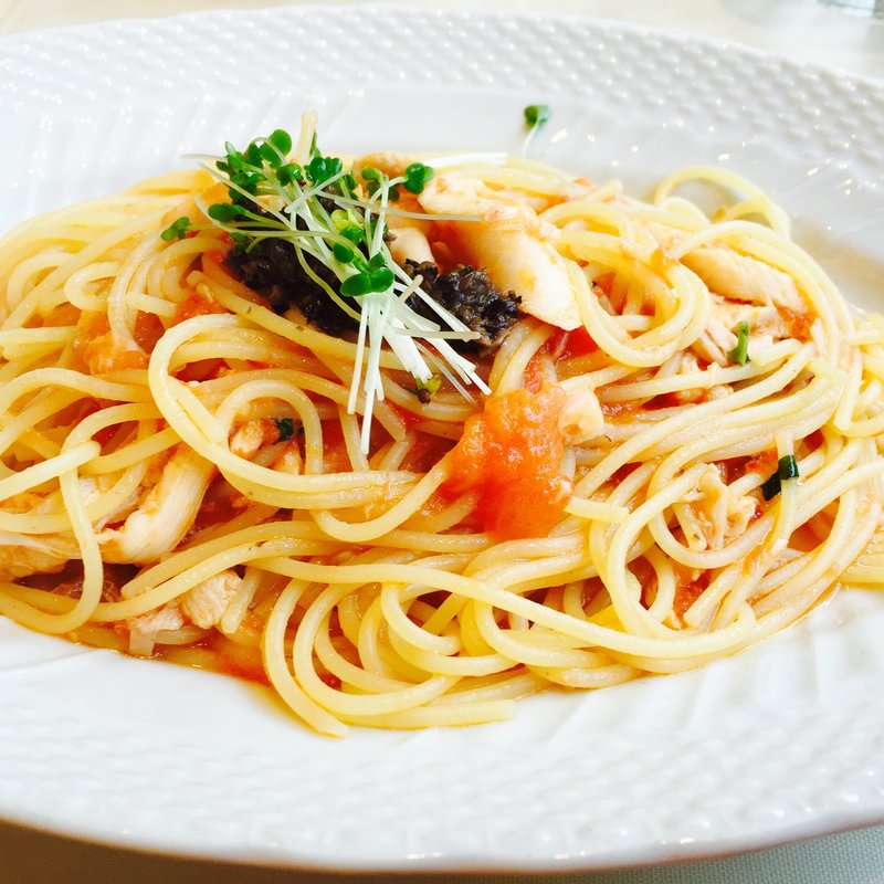 Bコース( 紅ズワイ蟹とブロッコリー、ロマネスコのラグーソース)(トラットリア コルティブォーノ 阪急西宮ガーデンズ店)