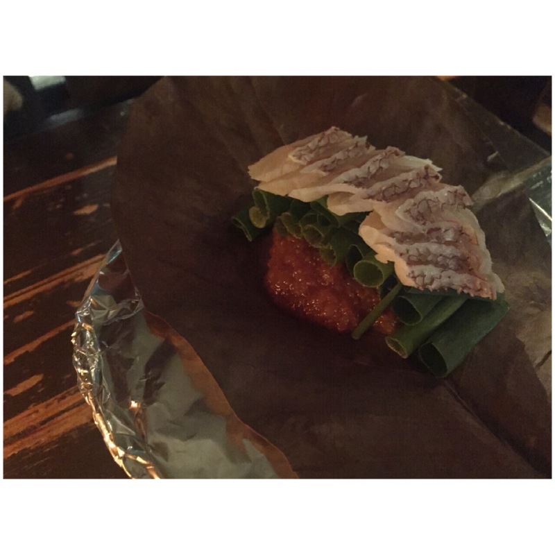 鯛と九条ネギの朴葉味噌焼き(てしごとや )