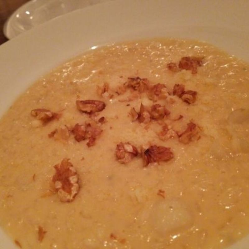 百合根、くるみ、ゴルゴンゾーラのリゾット(ファットリーア エッセ)