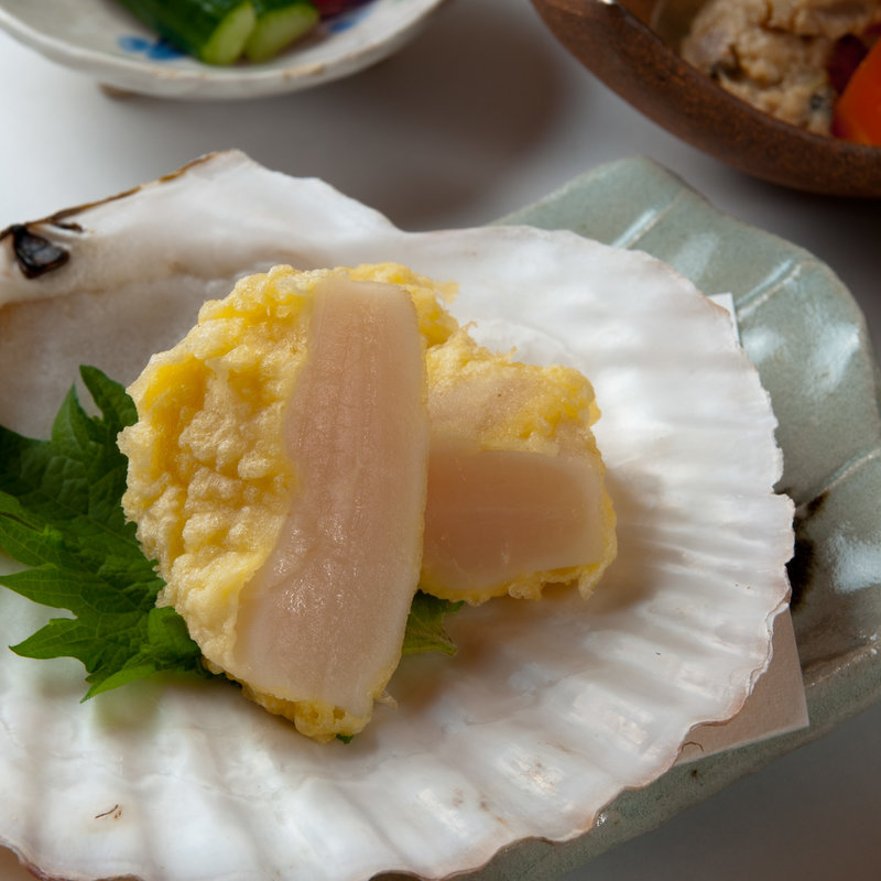 ホタテの天麩羅(銀座天ぷらよしたけ)