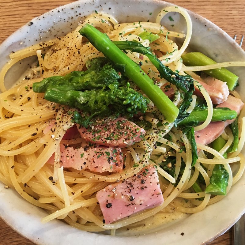 菜の花とベーコンのクリームパスタ(usagiya)