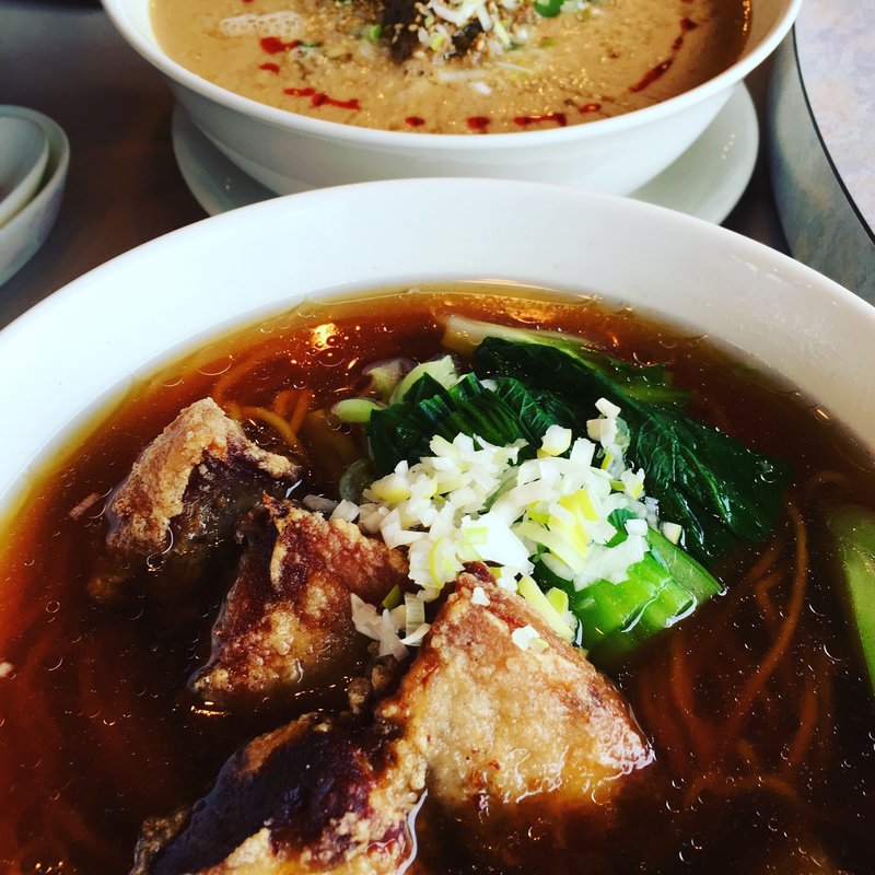 豚ロース唐揚げ入りつゆそば(海狼)