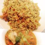 新巻鮭ドライ式カレーバター風味 豚肉とタップリ野菜のトマトスープ (自宅)