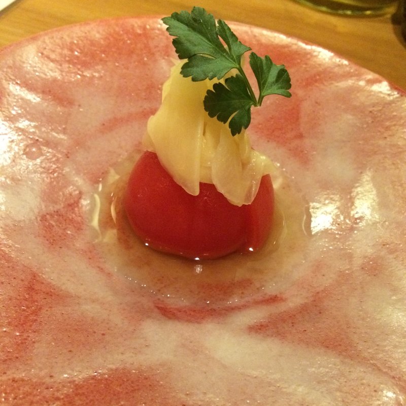 フルーツトマトのおひたしガリのせ(天我者)