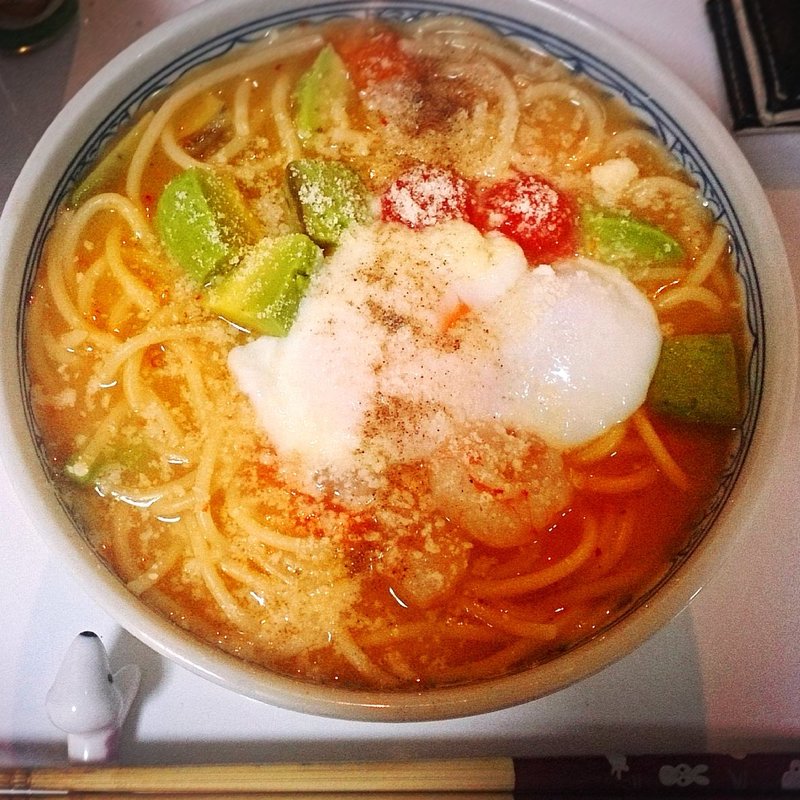 トマト豆乳スープパスタ(地場野菜イタリアン カポナータ)