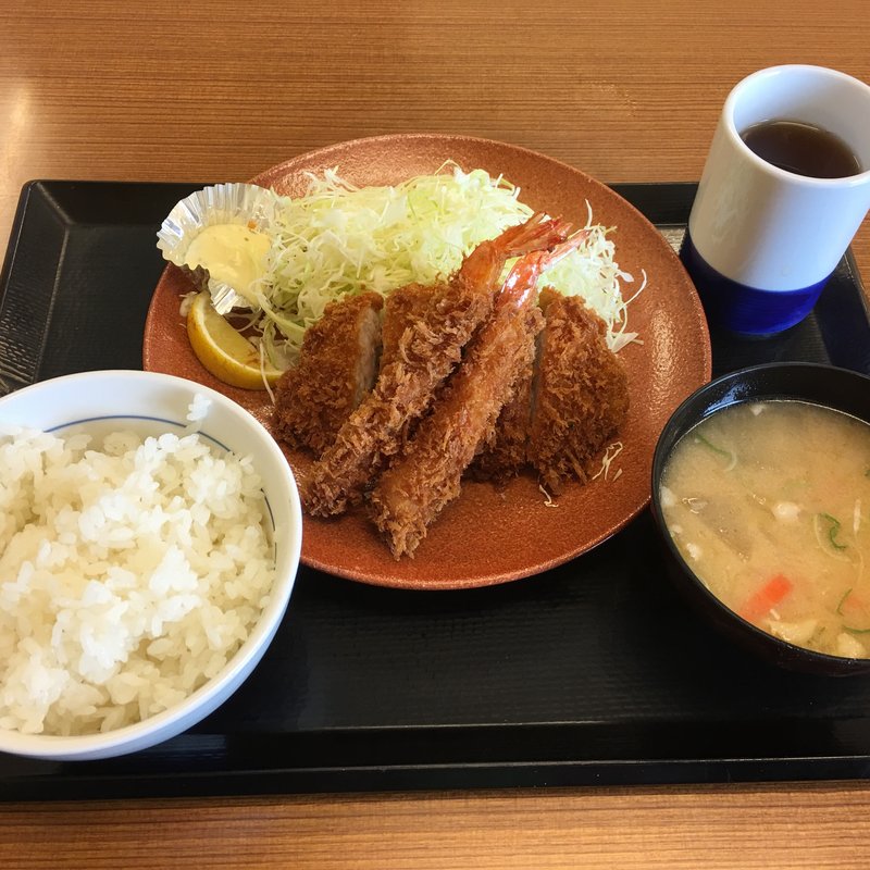 海老・ロースカツ定食(かつや 海老名店)