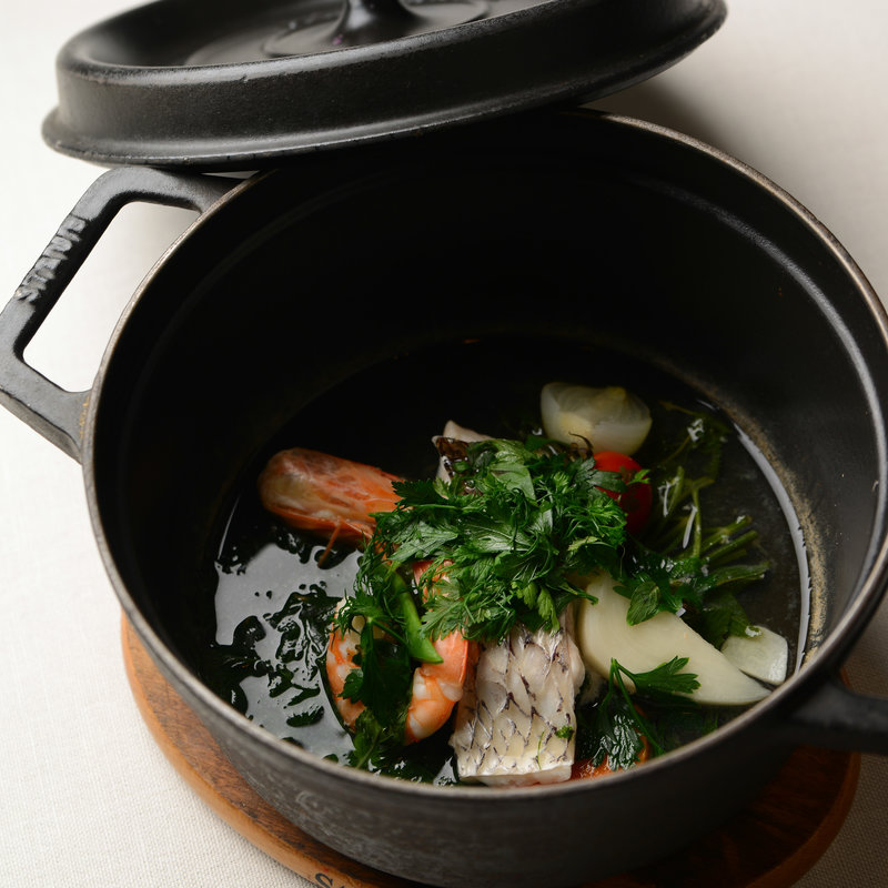 真鯛と海老のココット仕立て(ジャッジョーロ 銀座)