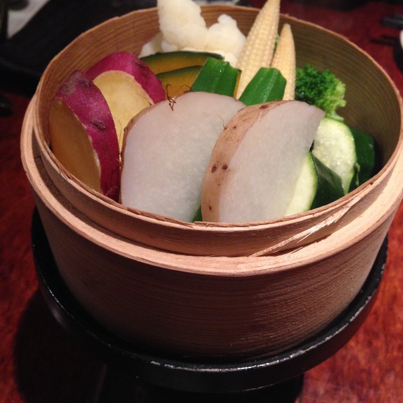 季節野菜のせいろ蒸し(あさ山)