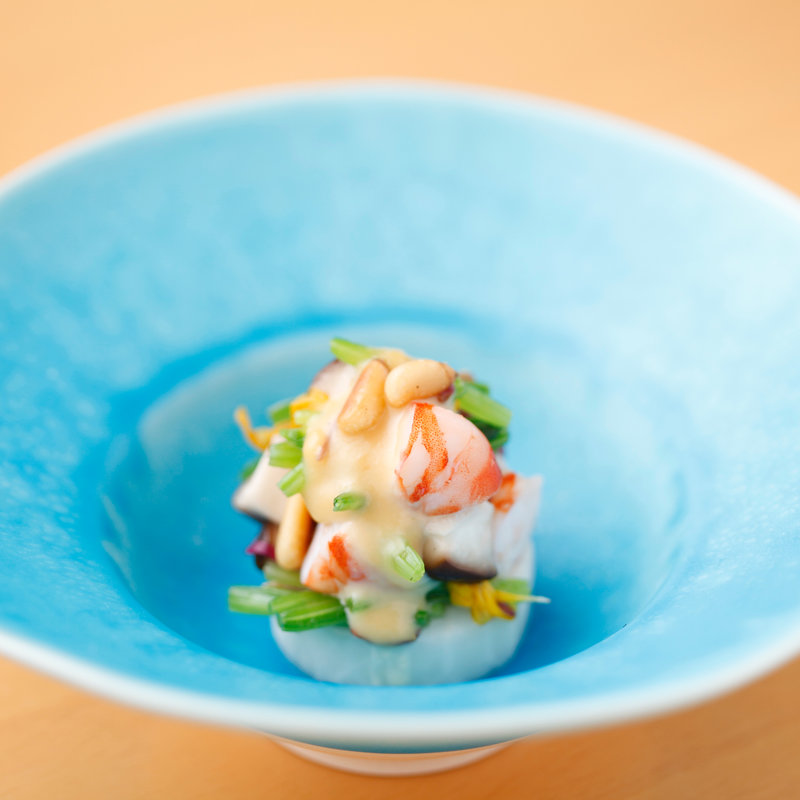 海老とタコの和え物　大根と共に(寿司割烹 濤崎)