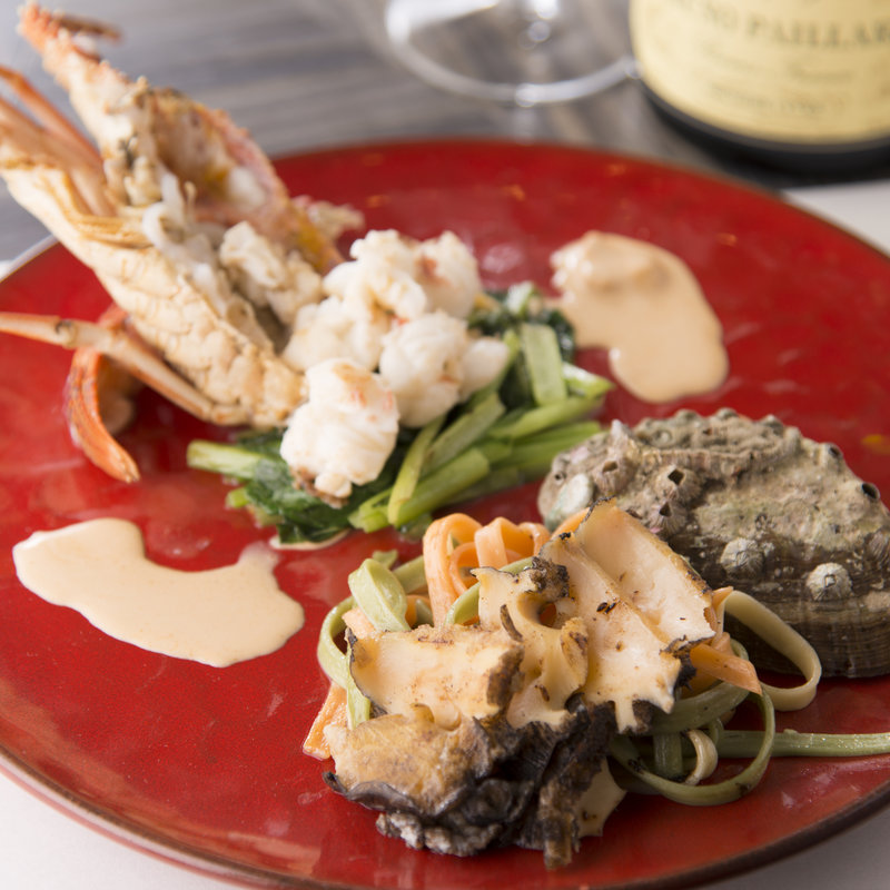 手長海老とアワビのグリル(鉄板焼 いちか )