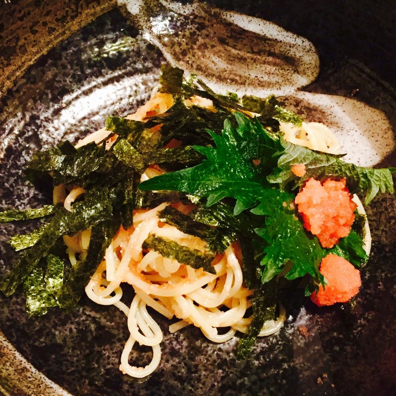 燻製明太子の生パスタ(煙　燻製バル　トリベーネ 心斎橋店 （ケムリクンセイバルトリベーネ）)