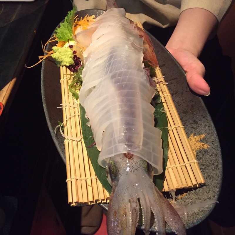 活イカ姿造り(くつろぎの美味家Uo（ウオ）)