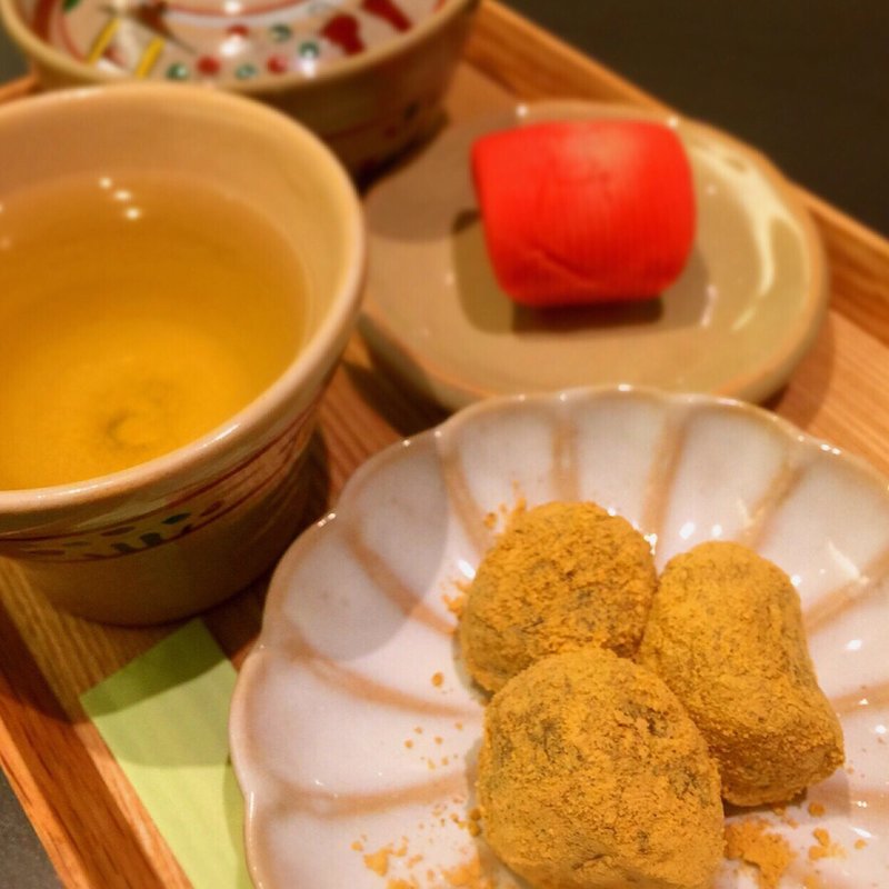 御城之口餅 煎茶セット(本家 菊屋 三条通店)