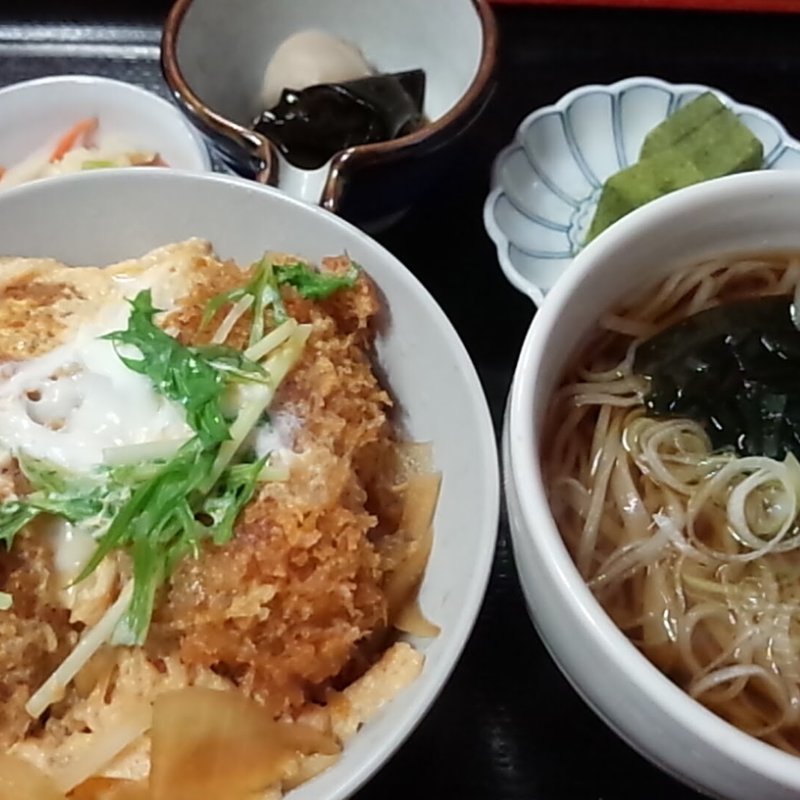 ミニかつ丼小せいろ付(手もみそばいけもり )