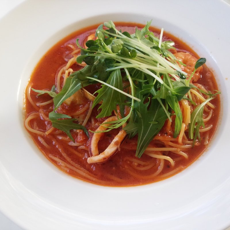 牡蠣と魚介のトマトパスタ(ボスケット （Ｂｏｓｃｈｅｔｔｏ）)