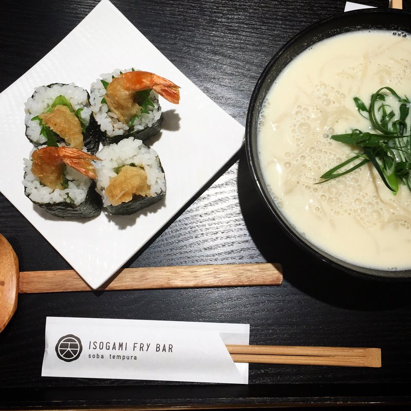 天むすと豆乳汁そば(ISOGAMI　FRY　BAR （イソガミ フライ バル）)