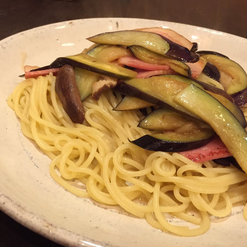 ナスとベーコンの醤油バター