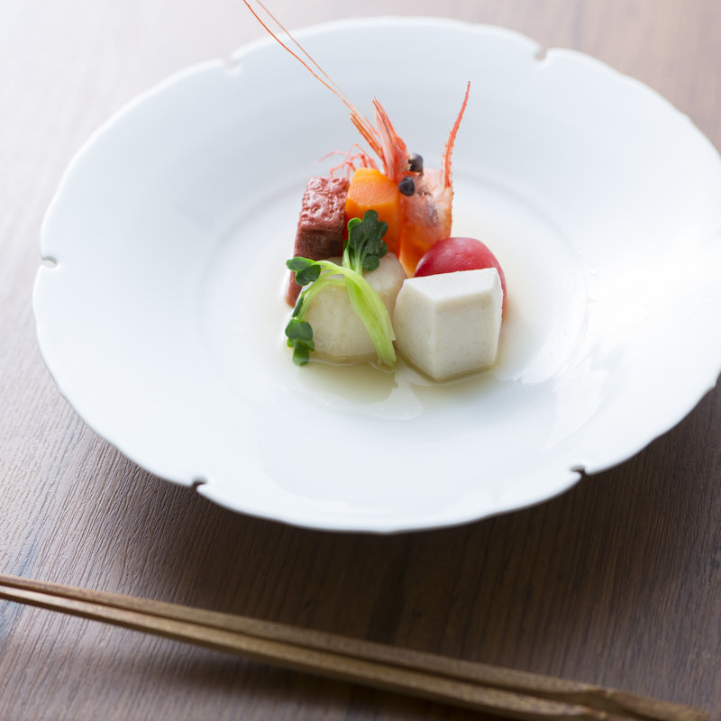 海老と野菜のお浸し(くぼた)