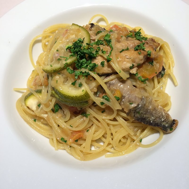 秋刀魚のレモンソテーパスタ(はなこまち HanaKomachi)