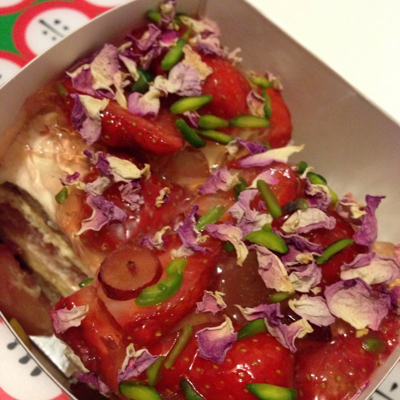 Strawberry watermelon cake with rose scented cream(Black Star Pastry)