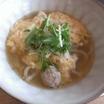 特製柚子風味の鶏つみれと水菜の卵とじうどん(カフェ中野屋)