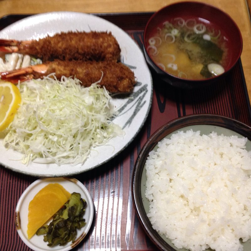 海老フライ定食(とんかつ亀屋)